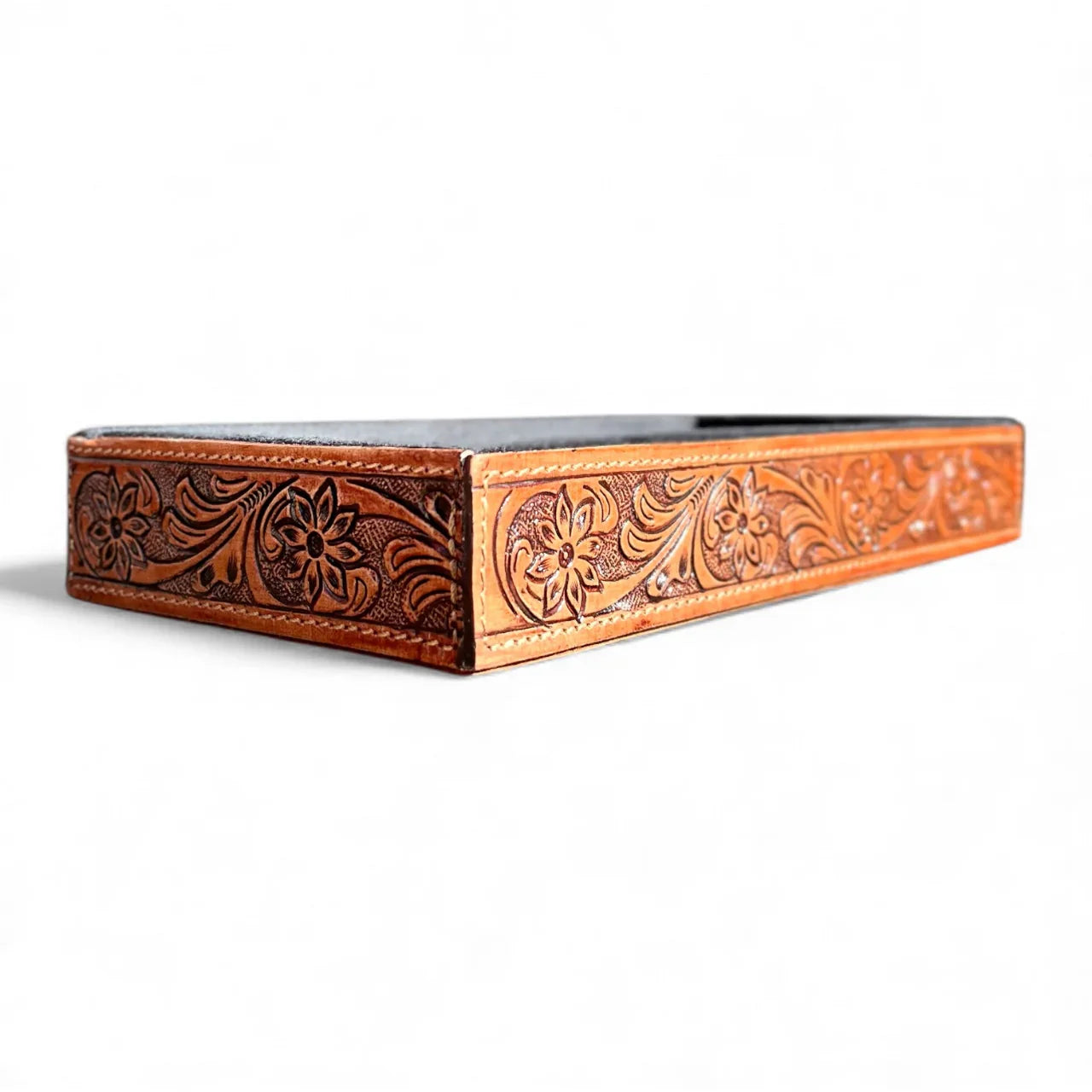 Tooled leather ring holders