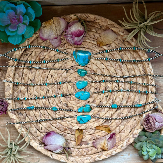 Sterling Silver & Turquoise Choker – 13” + Extender – Handmade In-House by The Bijoux FAB