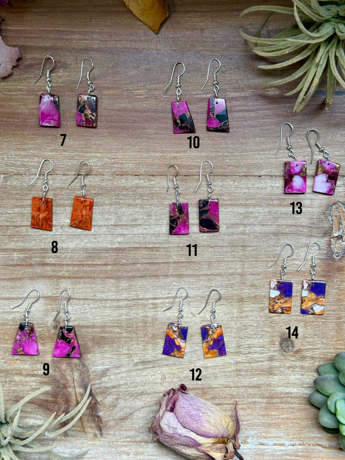 Slab Earrings – Lightweight Dangle – 1.5” – Made in USA – Multiple Stone Options