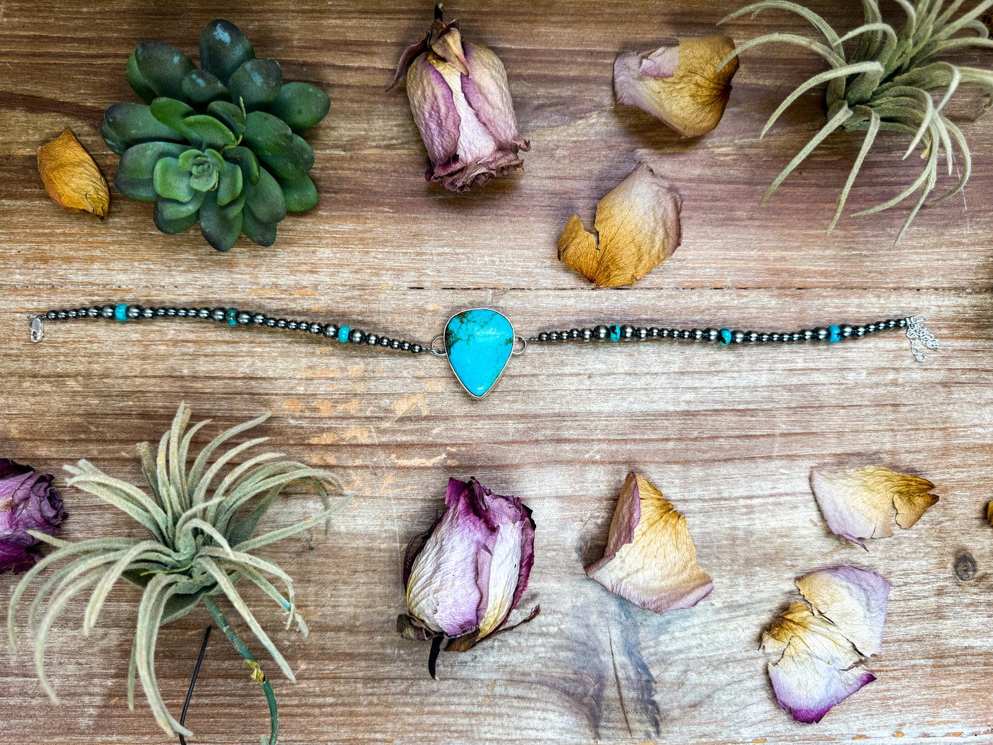 Sterling Silver & Turquoise Choker – 13” + Extender – In-House Silversmithing – Real Turquoise & Spiny Oyster Options