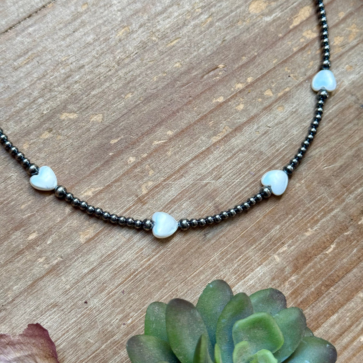 Sterling Silver Pearl Choker with Heart Freshwater Pearls – 15.5”