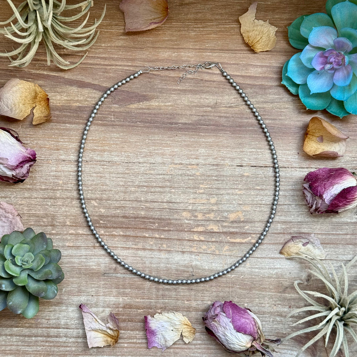Silver-Plated 4 mm Bead Necklace – 20”