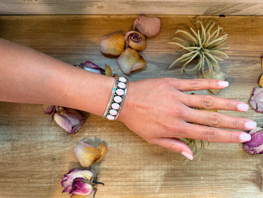 Sterling Silver Pink Conch Cuff Bracelet
