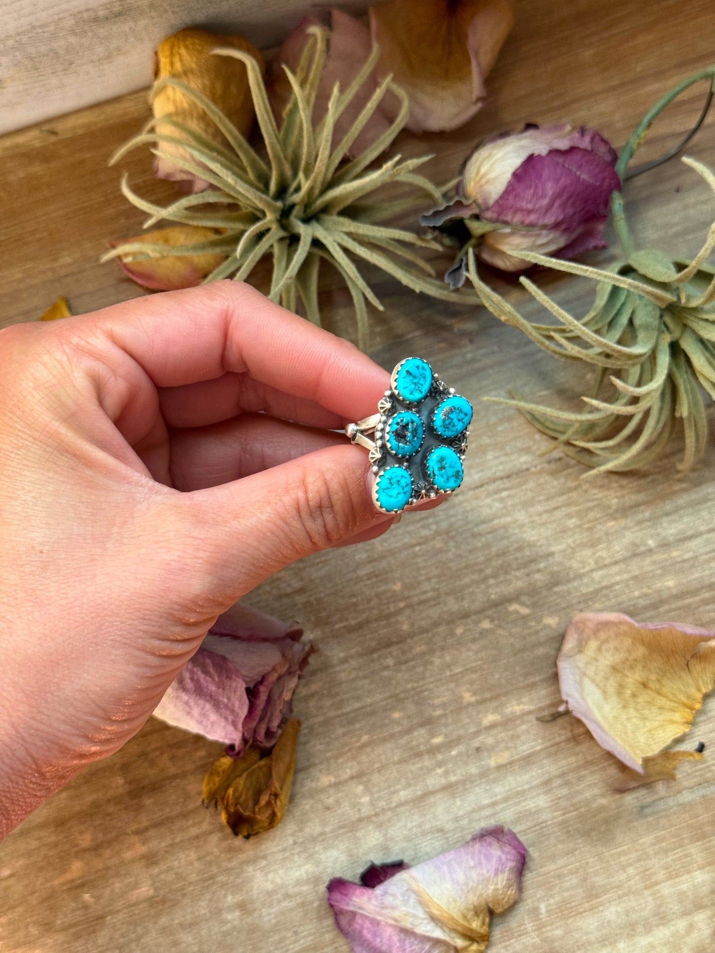 Sterling Silver Kingman Turquoise Adjustable Ring