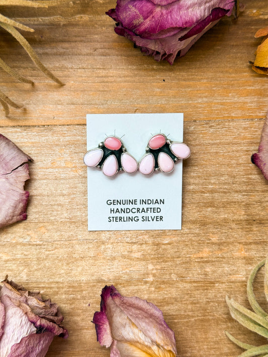 Sterling Silver Pink Conch Stud Earrings – Native Made by Marcella James