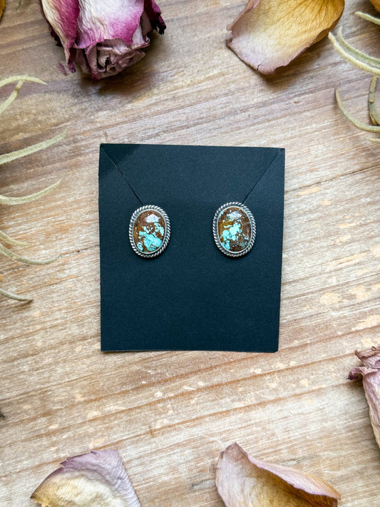 Sterling Silver Rising Phoenix Turquoise Stud Earrings – Handmade by Artist Jason Ogg