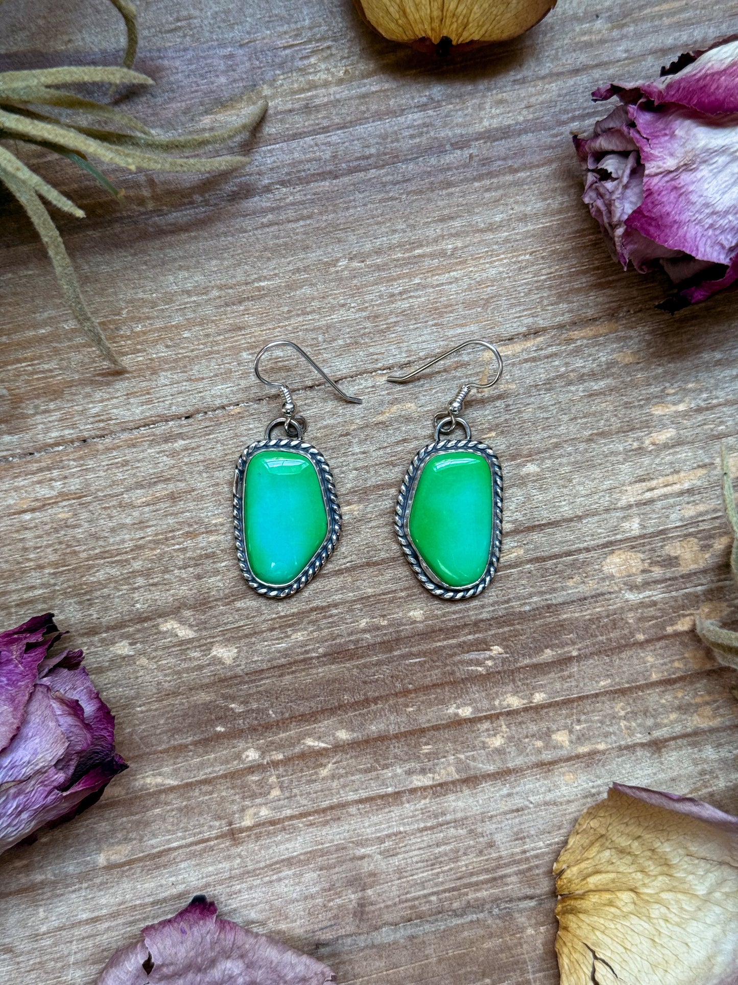 Sterling Silver Sonoran Turquoise Dangle Earrings – Handmade by Artist Jason Ogg