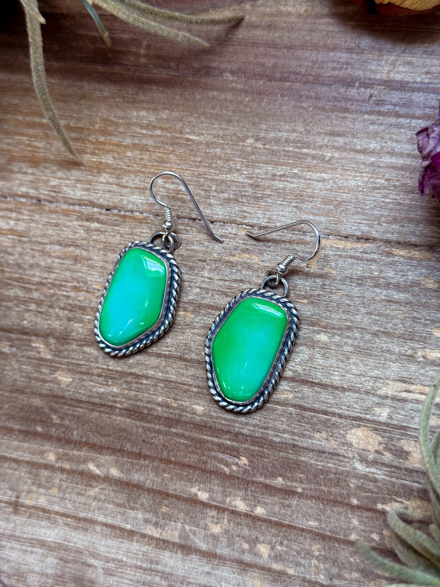 Sterling Silver Sonoran Turquoise Dangle Earrings – Handmade by Artist Jason Ogg