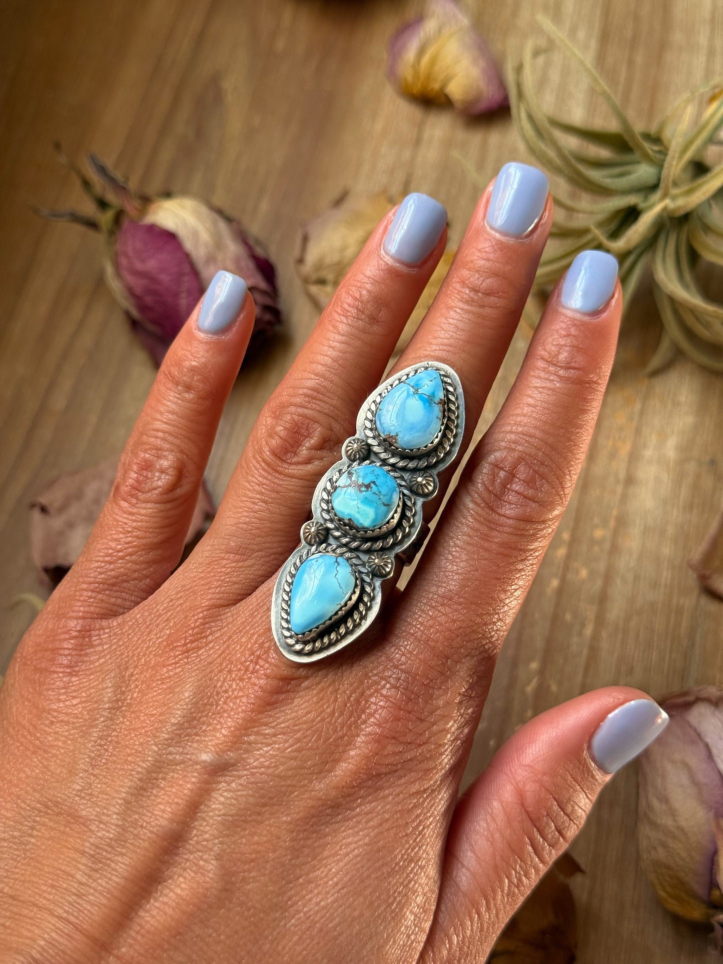 Sterling Silver Golden Hill Turquoise Adjustable Ring