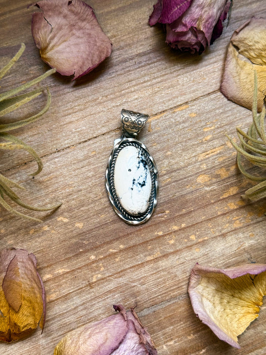 Sterling Silver White Buffalo Pendant