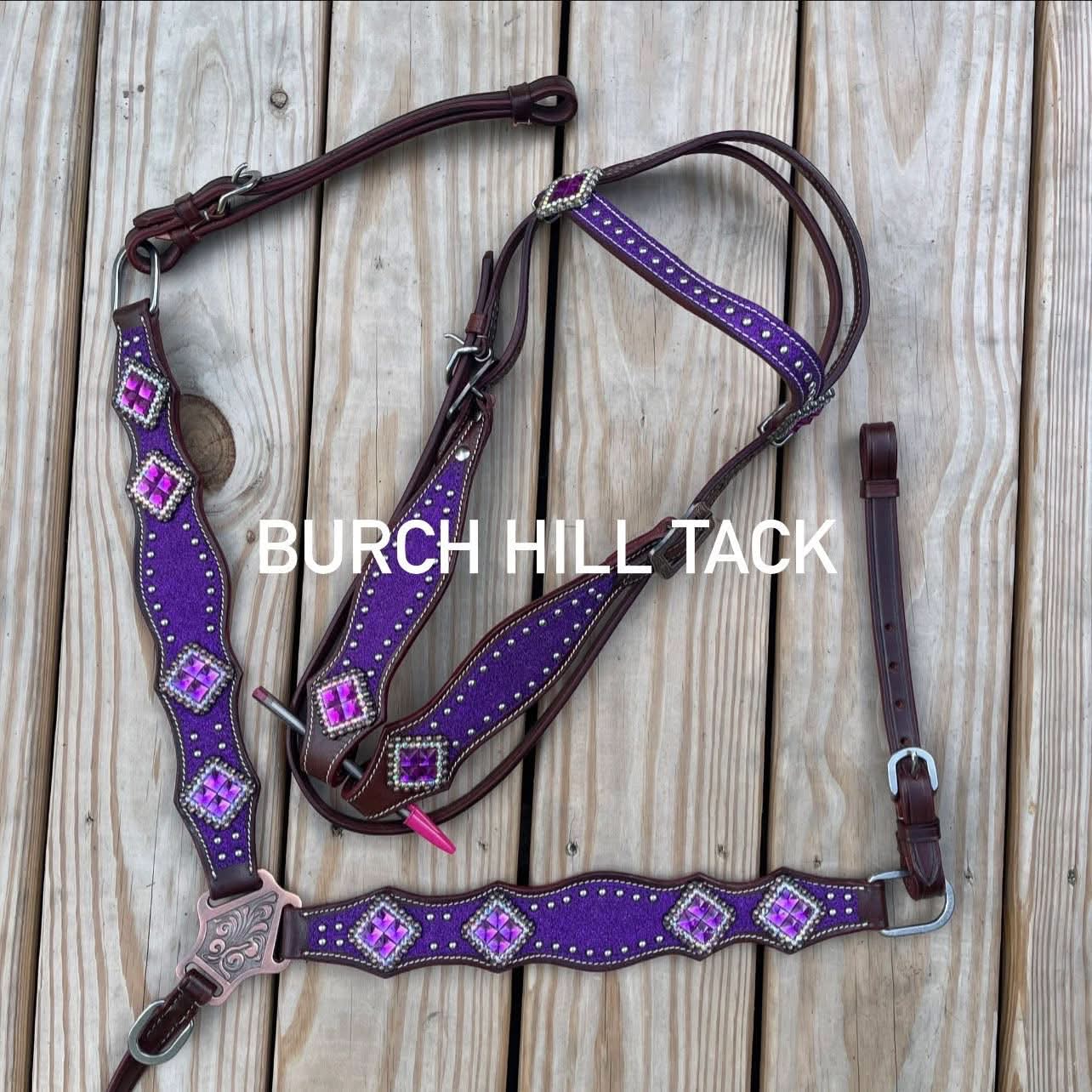 READY TO SHIP Western Tack Set - Purple Glitter with Browband Headstall (BHT013)