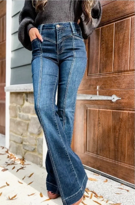 Seam Stitching Flare Jeans