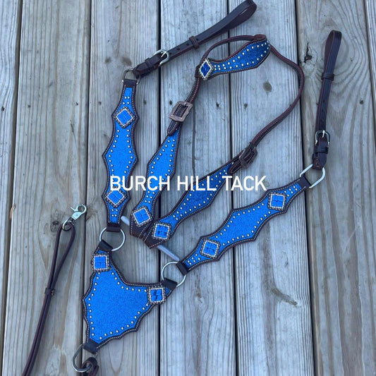 READY TO SHIP Western Tack Set - Blue Glitter, Gladiator (BHT088)